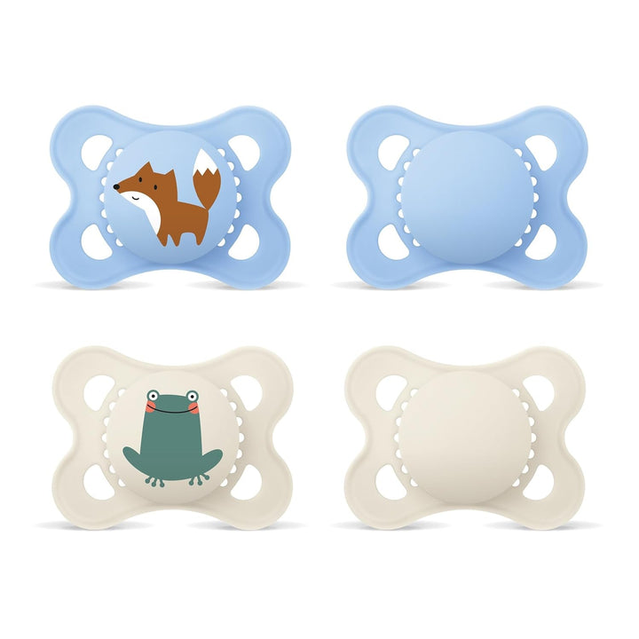 Suzetă MAM Original Night | 0-6 luni | Suzete care strălucesc în întuneric pentru nou-născuți | Acceptare 94% | Potrivite pentru alăptare | Suzete recomandate de moașe | Silicon SkinSoft | Lalea/Stea | Pachet de 2