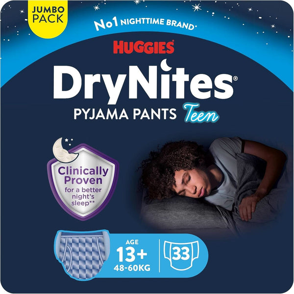 Scutece de noapte Huggies Drynites, pentru baieti de la 13 la cca 17 ani (48-60 kg), 33 bucati (3X11), pachet lunar jumbo Mama si Copilul Naty Shop Xl