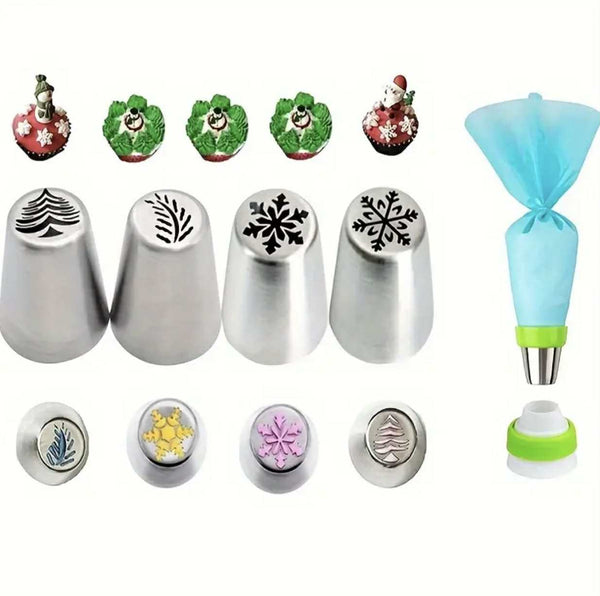 Set duze rusești pentru Crăciun, 4 piese – din oțel inoxidabil