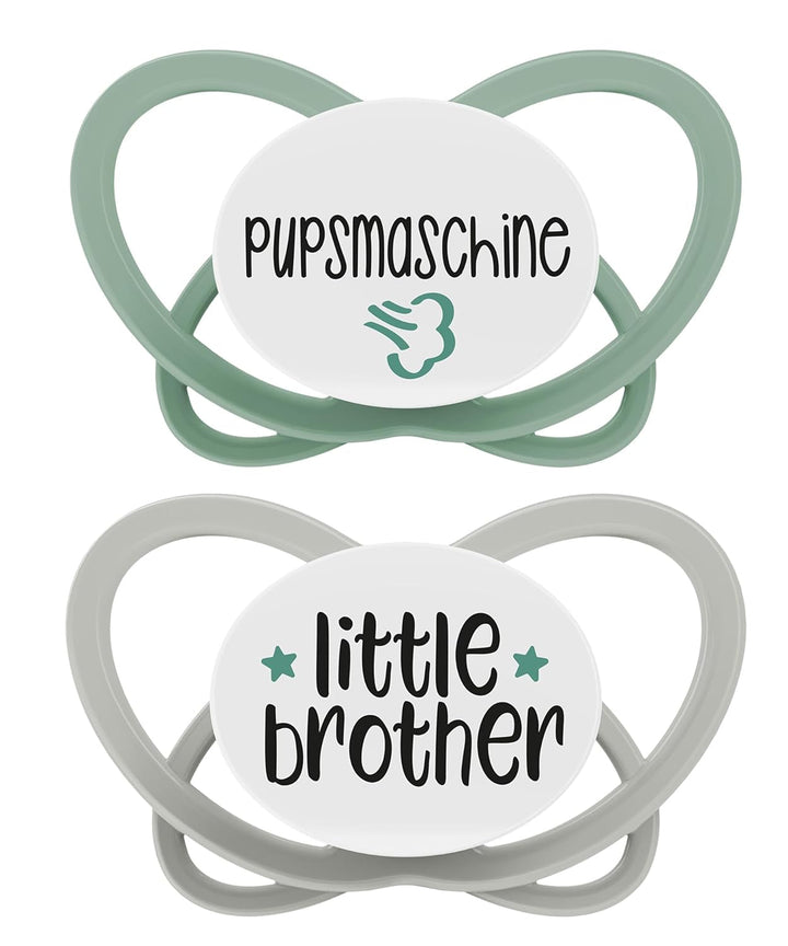 nip - Butterfly | 0-6 luni | Pachet de 2 | Suzetă pentru bebeluși, prietenoasă cu alăptarea și cu dinții, inclusiv cutie pentru suzetă. Suzetă sustenabilă cu tetină din silicon moale, aparat de pârțit/Mick Brother