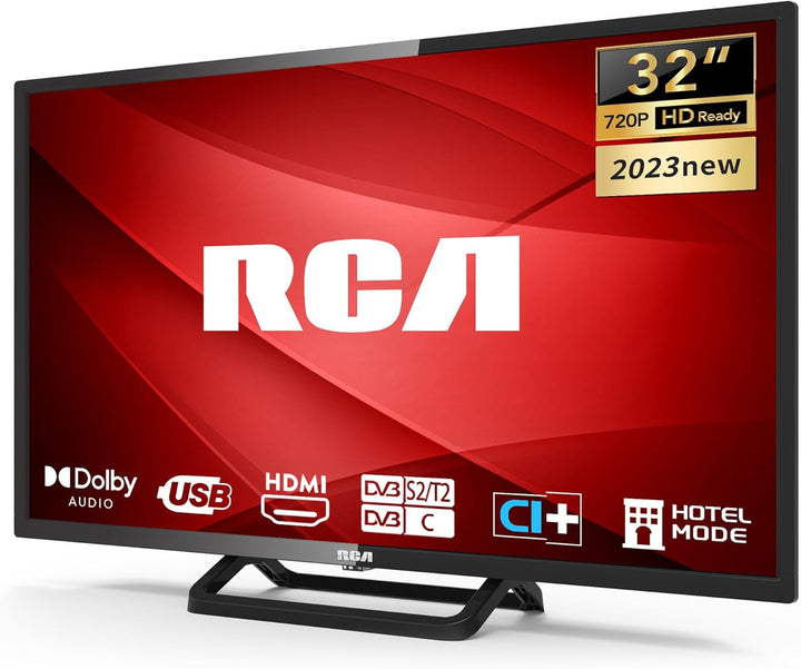 Televizor RCA TV, 32 inch (80 cm), fără ramă, LED HD, tuner triplu (DVB-T/T2-CS/S2), HDMI, CI+, player media USB, mod hotel, Dolby Audio (NRB32HQ1, 2024)