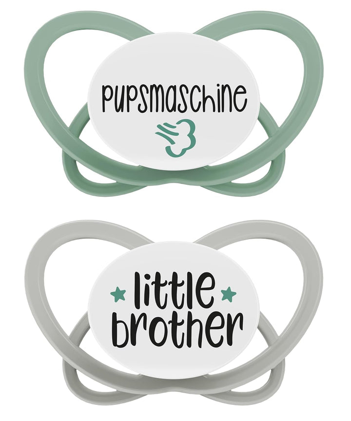 nip - Butterfly | 0-6 luni | Pachet de 2 | Suzetă pentru bebeluși, prietenoasă cu alăptarea și cu dinții, inclusiv cutie pentru suzetă. Suzetă sustenabilă cu tetină din silicon moale, aparat de pârțit/Mick Brother