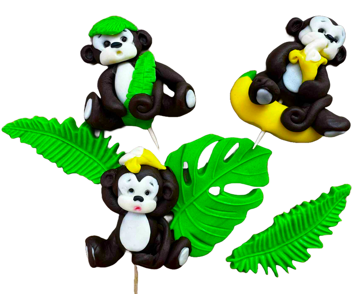 Set decoratiuni comestibile, Maimutele vesele Decoratiuni din Pasta de Zahar Nati Shop