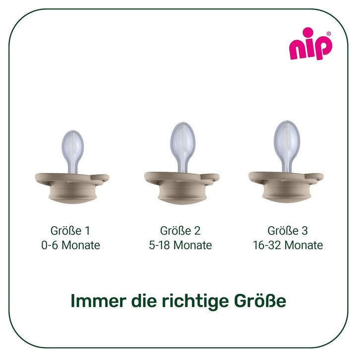 nip - Butterfly | 0-6 luni | Pachet de 2 | Suzetă pentru bebeluși, prietenoasă cu alăptarea și cu dinții, inclusiv cutie pentru suzetă. Suzetă sustenabilă cu tetină din silicon moale, aparat de pârțit/Mick Brother