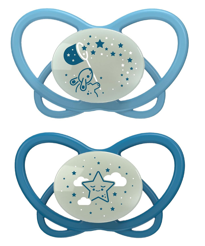 nip - Butterfly | 0-6 luni | Pachet de 2 | Suzetă pentru bebeluși, prietenoasă cu alăptarea și cu dinții, inclusiv cutie pentru suzetă. Suzetă sustenabilă cu tetină din silicon moale, aparat de pârțit/Mick Brother