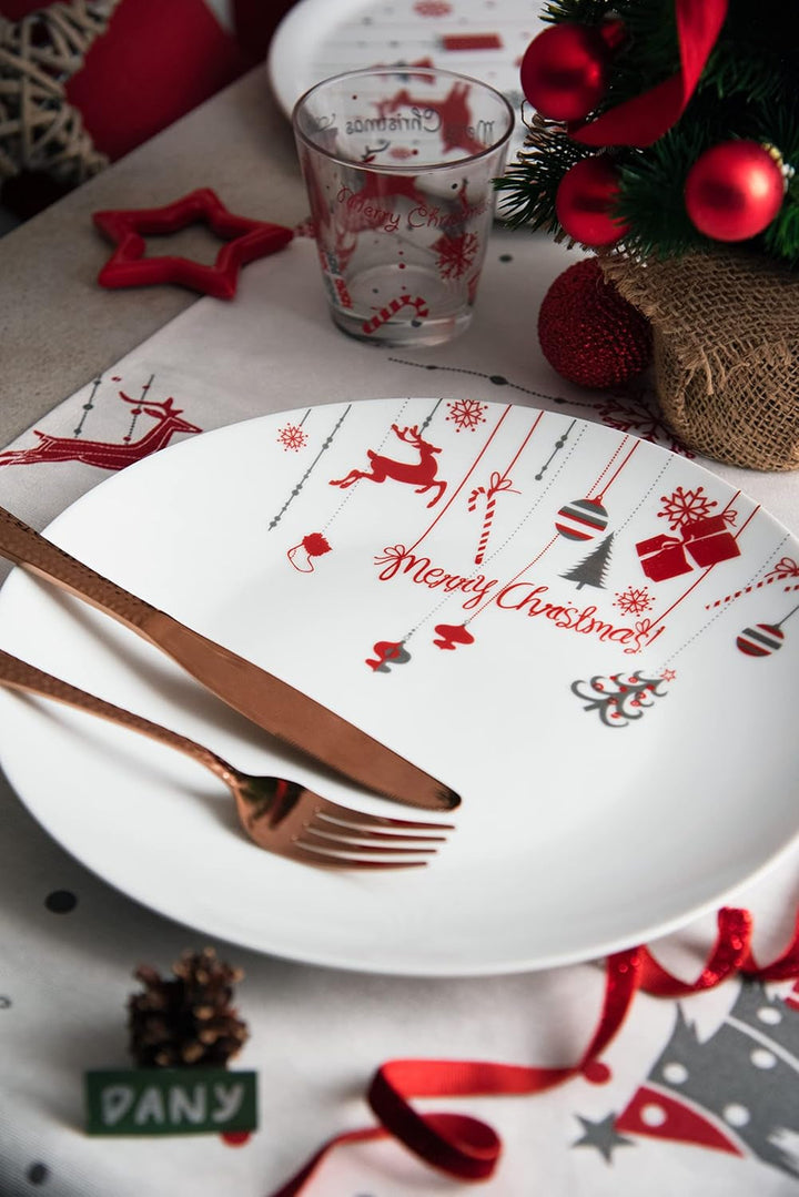 Merry Christmas Geschirr 18 Tlg. Set Weiß/Rot Seturi vesela masa Naty Shop