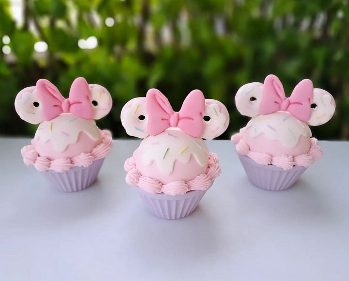 Set 6 decoratiuni comestibile din zahar, Fundite Minnie Mouse Decoratiuni din Pasta de Zahar Nati Shop