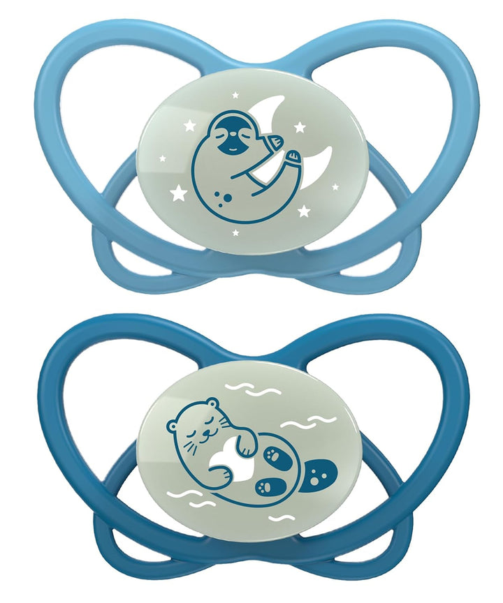 nip - Butterfly | 0-6 luni | Pachet de 2 | Suzetă pentru bebeluși, prietenoasă cu alăptarea și cu dinții, inclusiv cutie pentru suzetă. Suzetă sustenabilă cu tetină din silicon moale, aparat de pârțit/Mick Brother