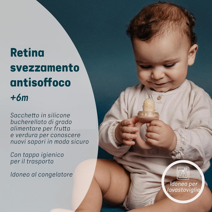 Ronțăitorul Suavinex pentru bebeluși, protecție anti-sufocare, calitate alimentară, silicon, cu capac, ușor de curățat, potrivit pentru mașina de spălat vase și congelator, calmează gingiile, de la 6 luni, verde