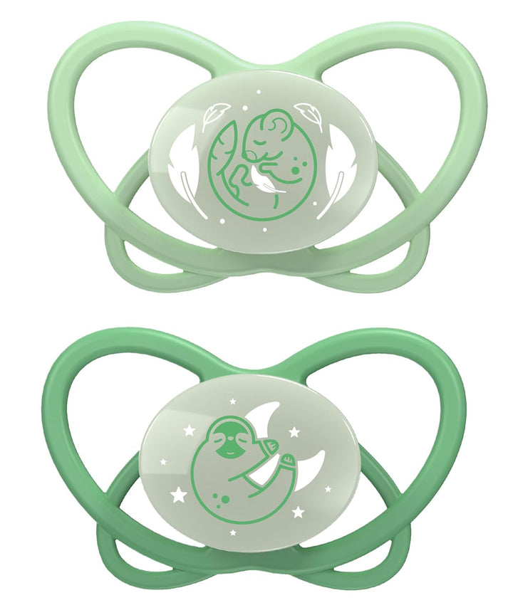 nip - Butterfly | 0-6 luni | Pachet de 2 | Suzetă pentru bebeluși, prietenoasă cu alăptarea și cu dinții, inclusiv cutie pentru suzetă. Suzetă sustenabilă cu tetină din silicon moale, aparat de pârțit/Mick Brother