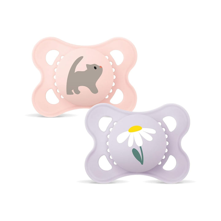 Suzetă MAM Original Night | 0-6 luni | Suzete care strălucesc în întuneric pentru nou-născuți | Acceptare 94% | Potrivite pentru alăptare | Suzete recomandate de moașe | Silicon SkinSoft | Lalea/Stea | Pachet de 2