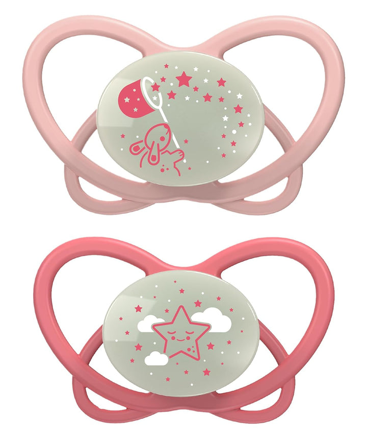 nip - Butterfly | 0-6 luni | Pachet de 2 | Suzetă pentru bebeluși, prietenoasă cu alăptarea și cu dinții, inclusiv cutie pentru suzetă. Suzetă sustenabilă cu tetină din silicon moale, aparat de pârțit/Mick Brother