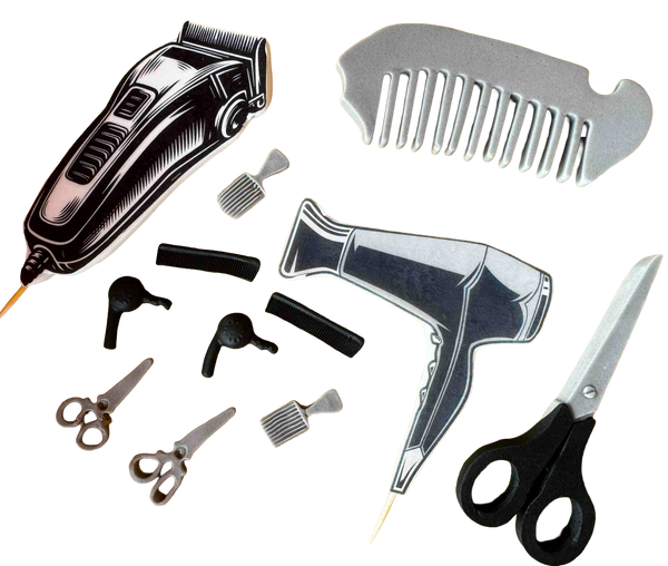 Set 12 decoratiuni comestibile, Frizer Decoratiuni din Pasta de Zahar Nati Shop