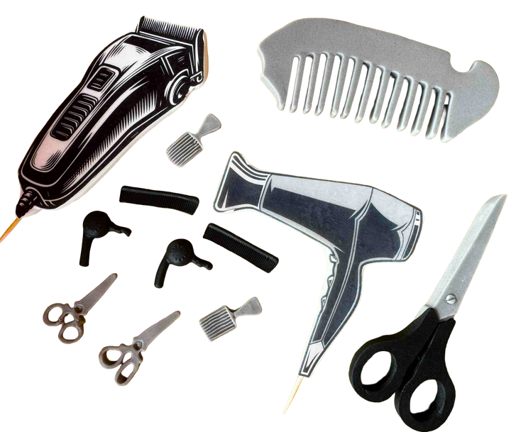 Set 12 decoratiuni comestibile, Frizer Decoratiuni din Pasta de Zahar Nati Shop