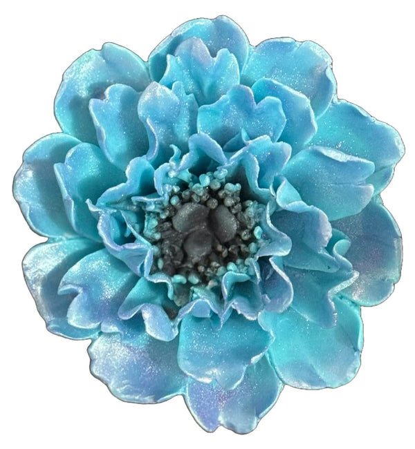 Decoratiune comestibila din zahar, Bujor turcoaz Decoratiuni din Pasta de Zahar Nati Shop