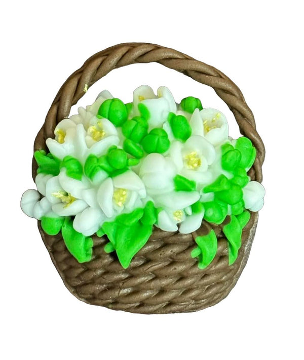 Decoratiune comestibila din zahar, cosulet cu ghiocei Decoratiuni din Pasta de Zahar Nati Shop