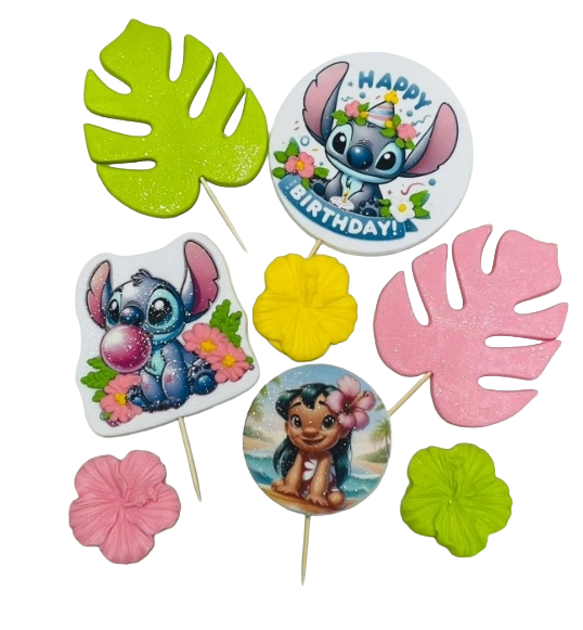 Set 8 decoratiuni comestibile, Lilo si Stitch