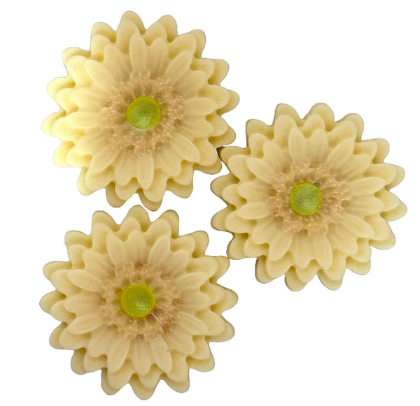 Set 3 decoratiuni comestibile din zahar, Gerbera crem Decoratiuni din Pasta de Zahar Nati Shop