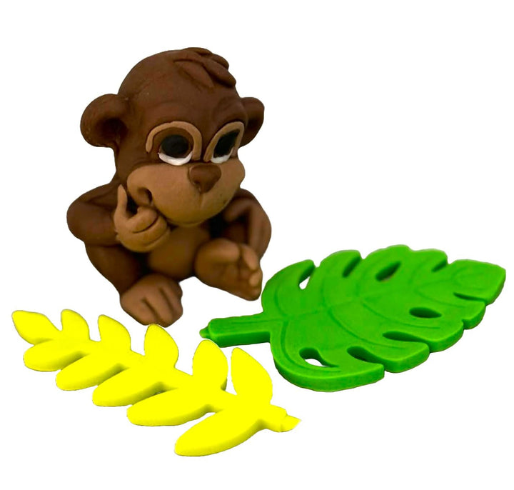 Set 3 decoratiuni comestibile din zahar, Maimuta Decoratiuni din Pasta de Zahar Nati Shop